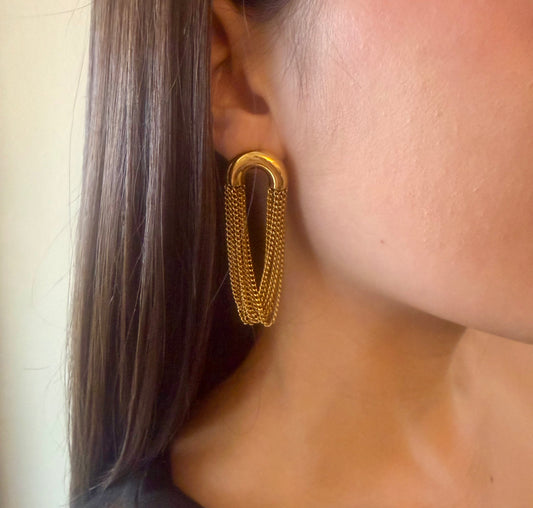 Golden Chain Loop Earrings