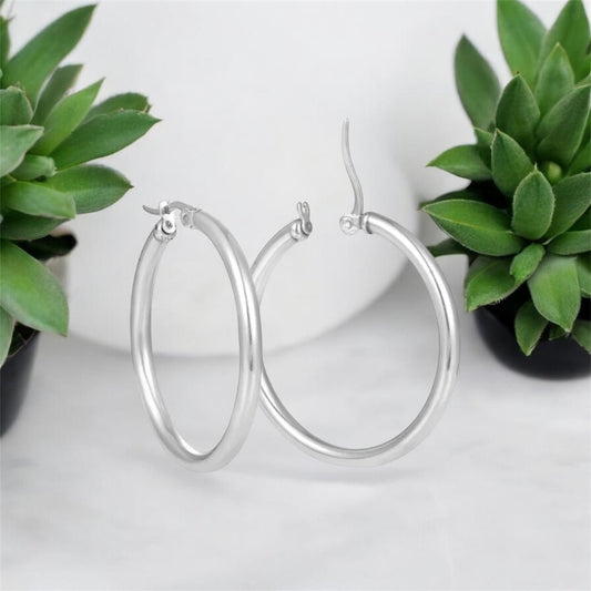 Medium Silver Hoops