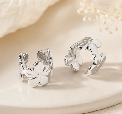 Silver Flower Earcuff