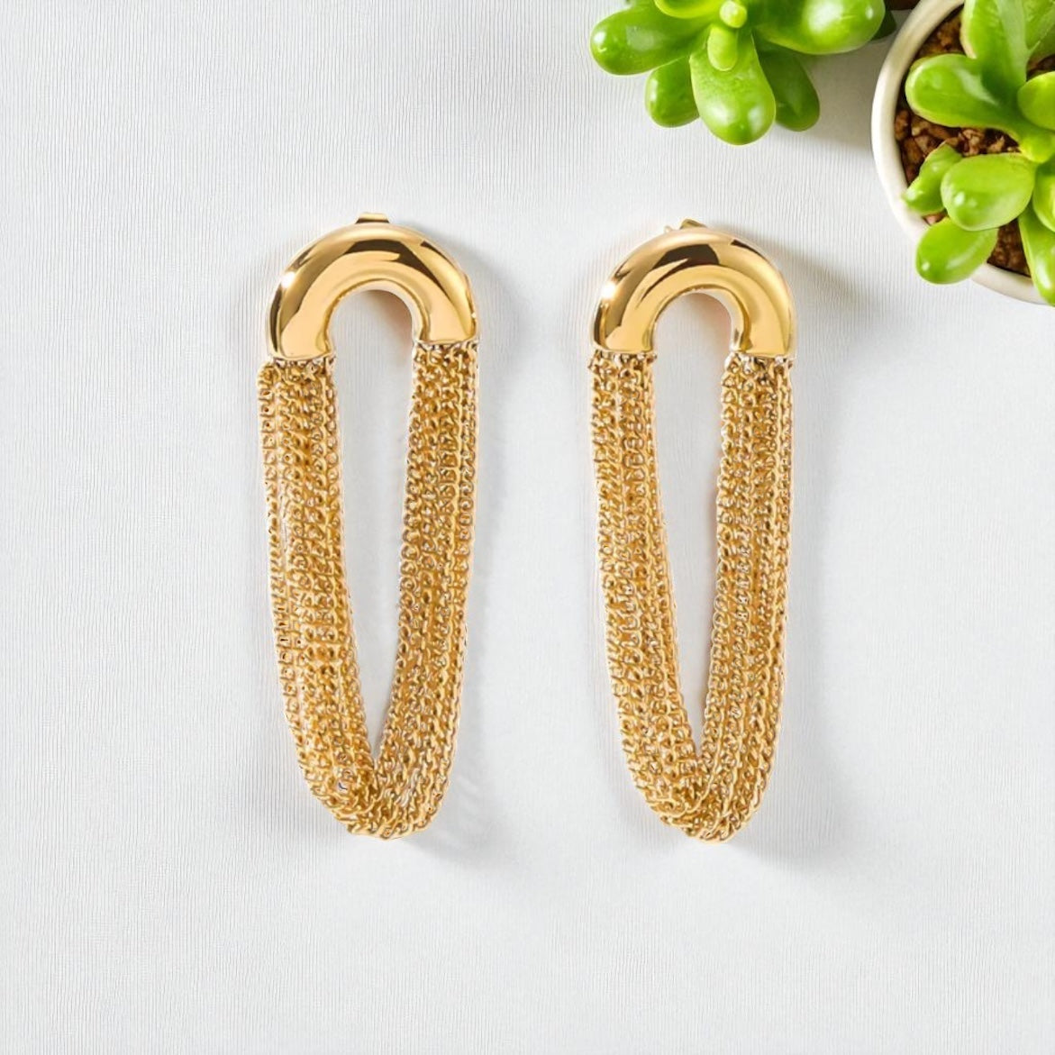 Golden Chain Loop Earrings