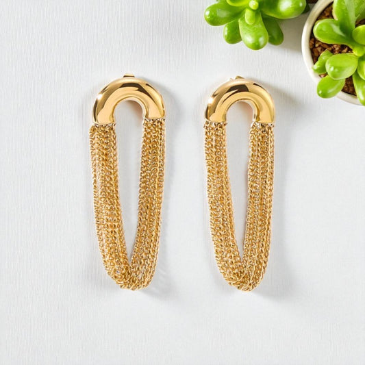 Golden Chain Loop Earrings