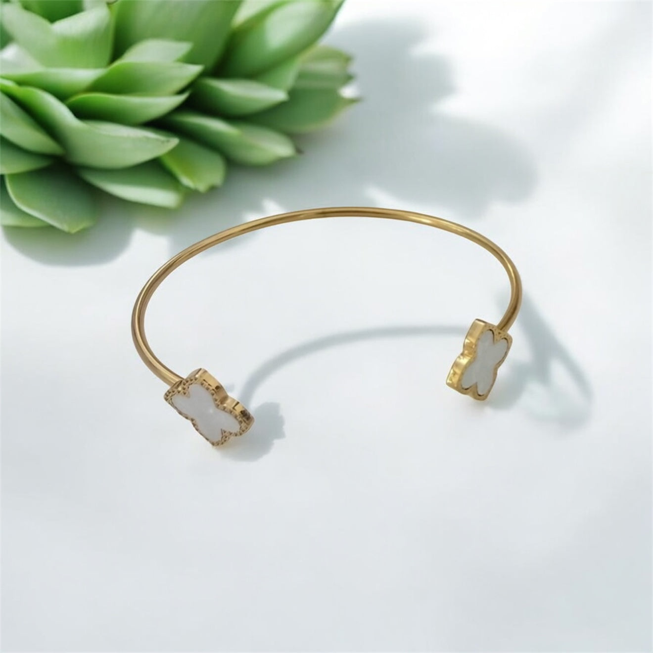 White Pearl gold Cuff Bracelet