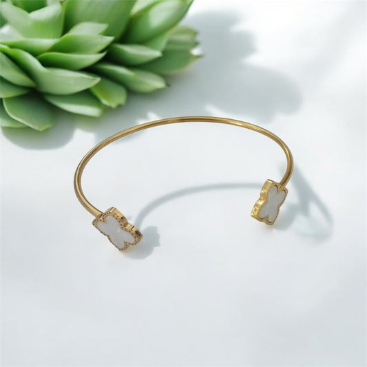 White Pearl gold Cuff Bracelet