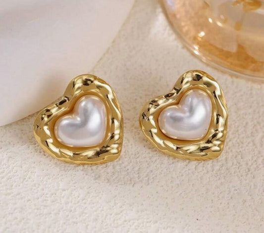 Pendientes de corazón de perla