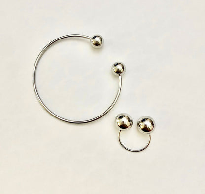 Open Ball Silver Bangle